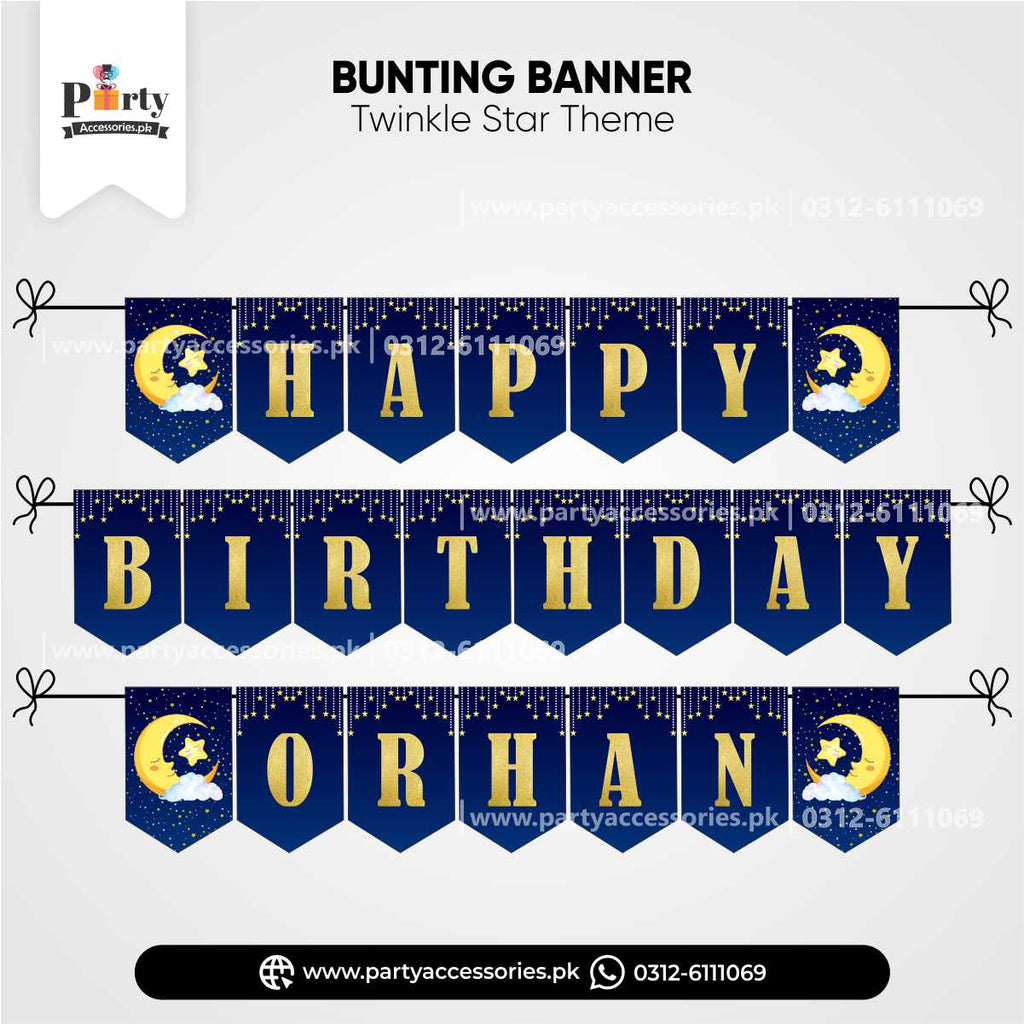 twinkle twinkle little star theme birthday party customized bunting banner