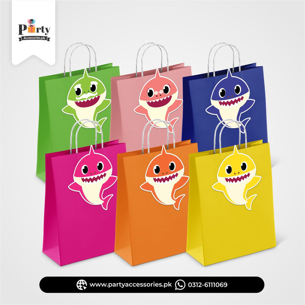 Baby Shark Theme Birthday Cutout Goody Bags | Premium Party Favors 6 pcs Pack