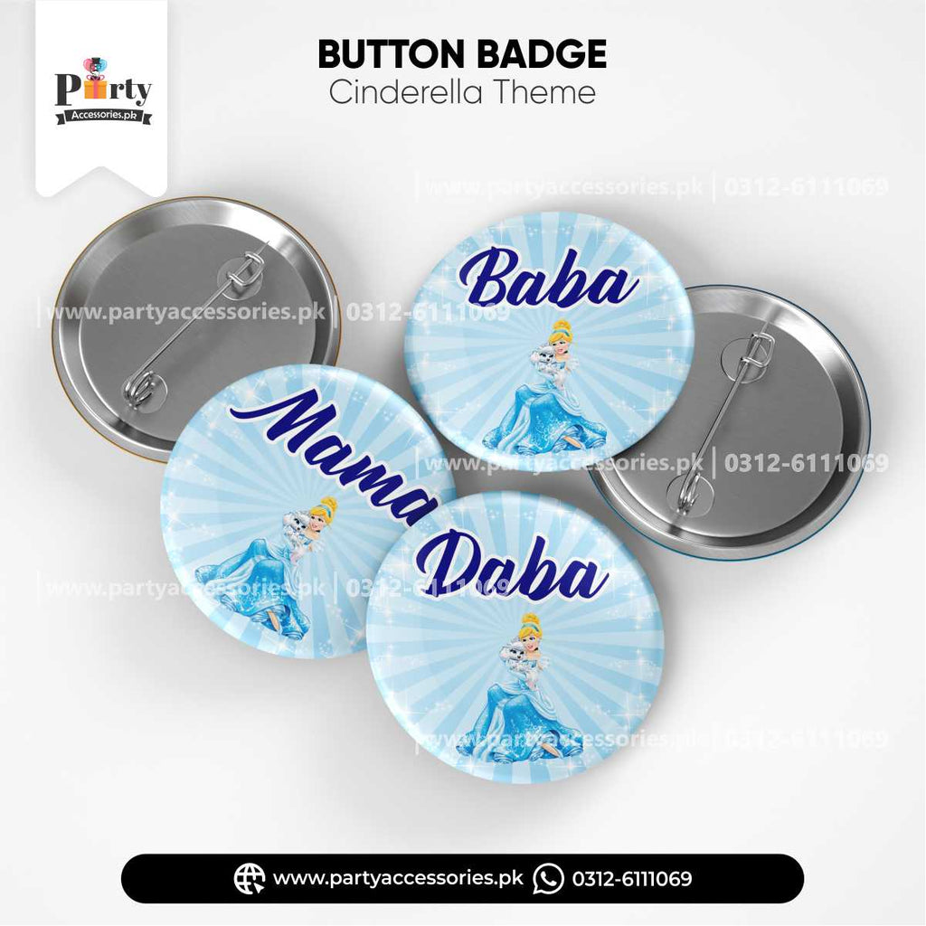 Cinderella Theme Customized Button Badges for Birthday Party Celebration