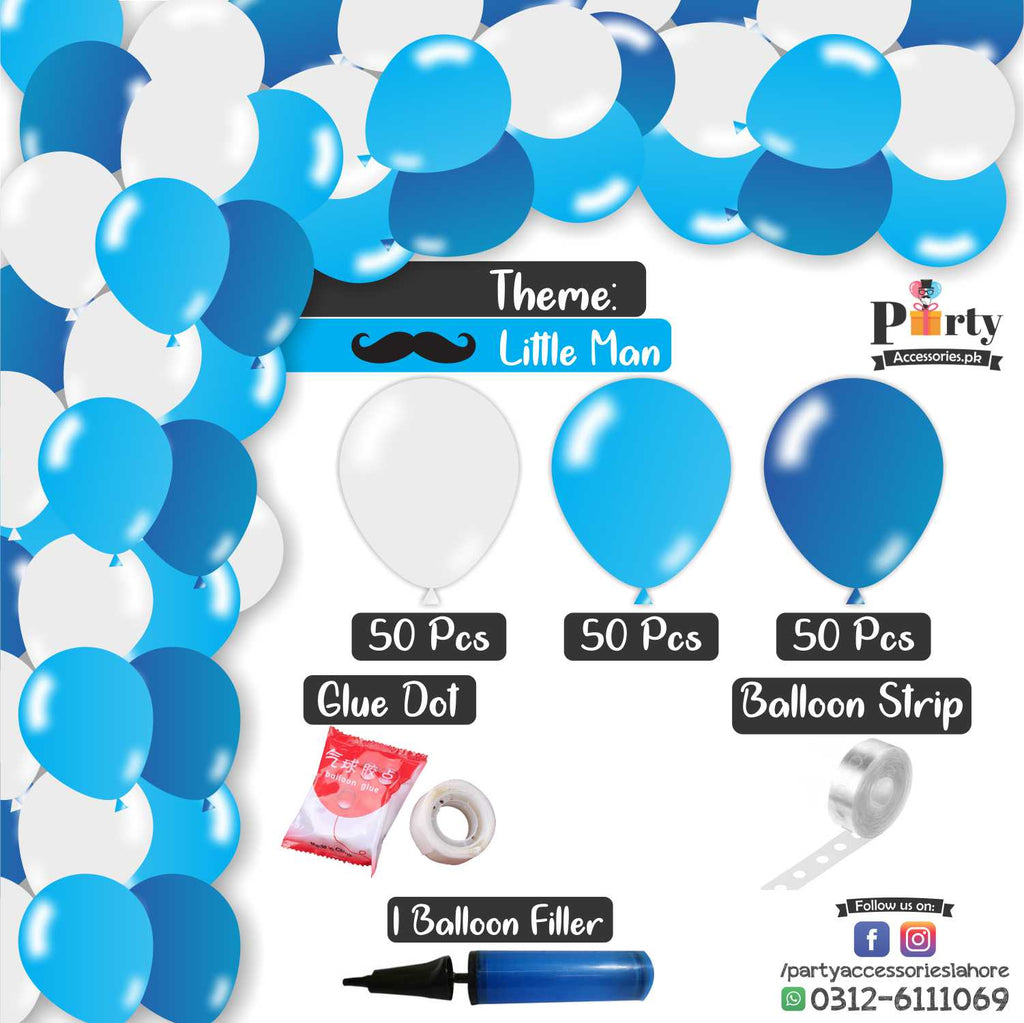 Balloon Arch Set Garland kit 150 balloons in Little man theme colors