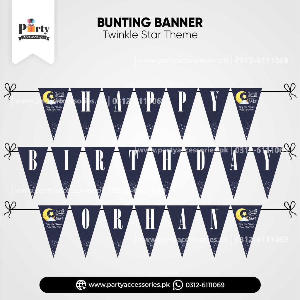 customized triangle theme customized bunting banner for birthday party in twinkle star theme