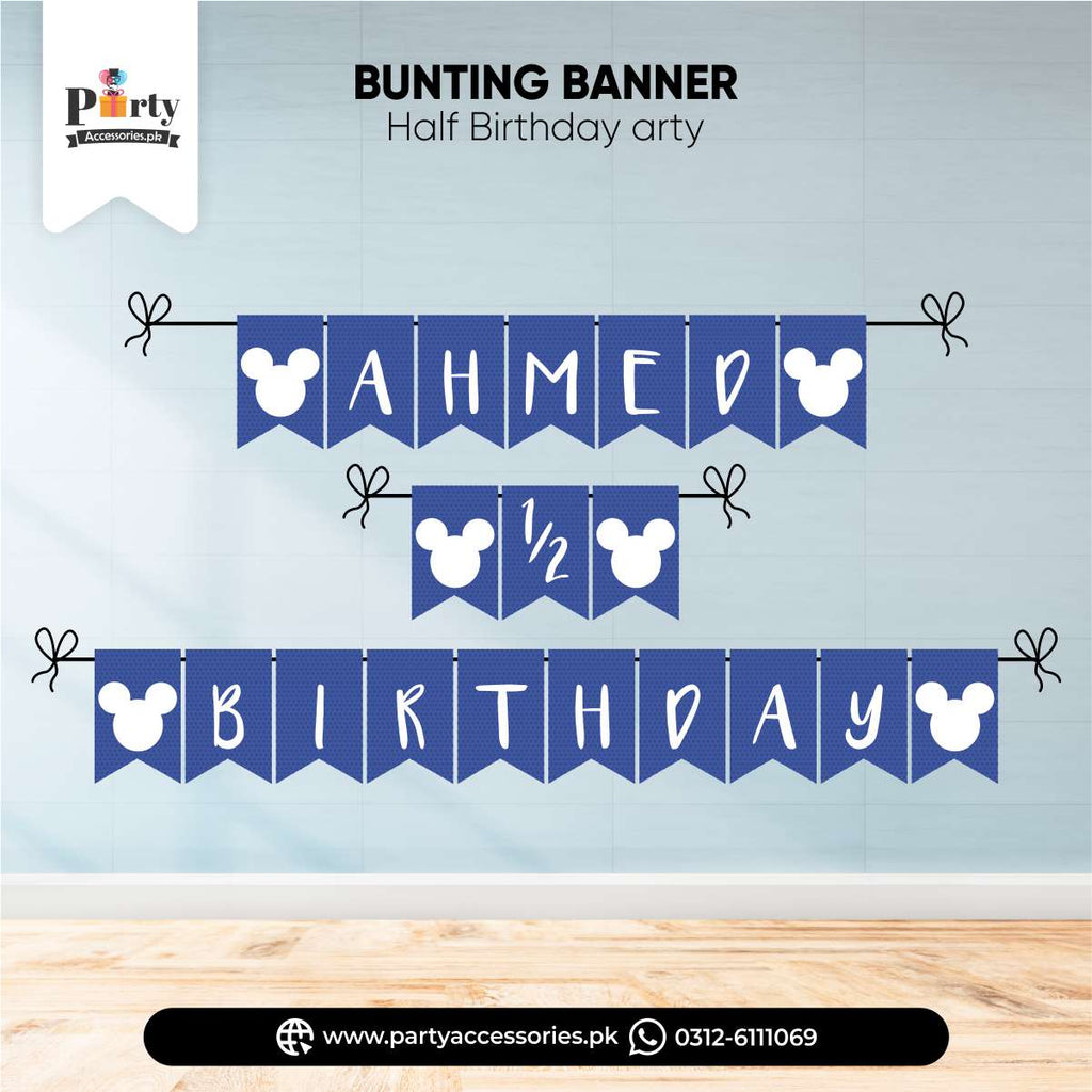 HALF BIRTHDAY CUSTOMIZED BUNTING BANNER IN MICKEY THEME