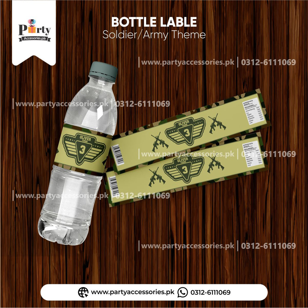 army soldiers theme bottle labels 