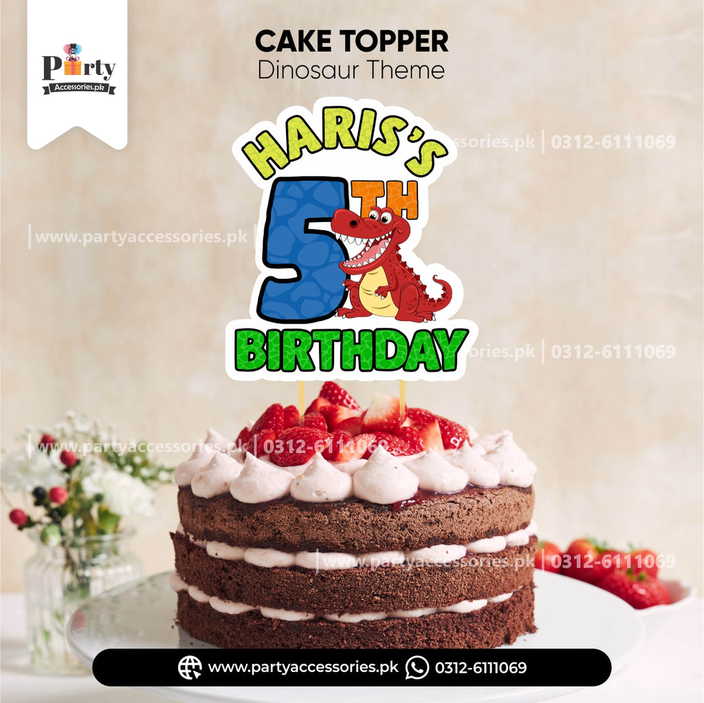 dinosaur theme customized card cake topper