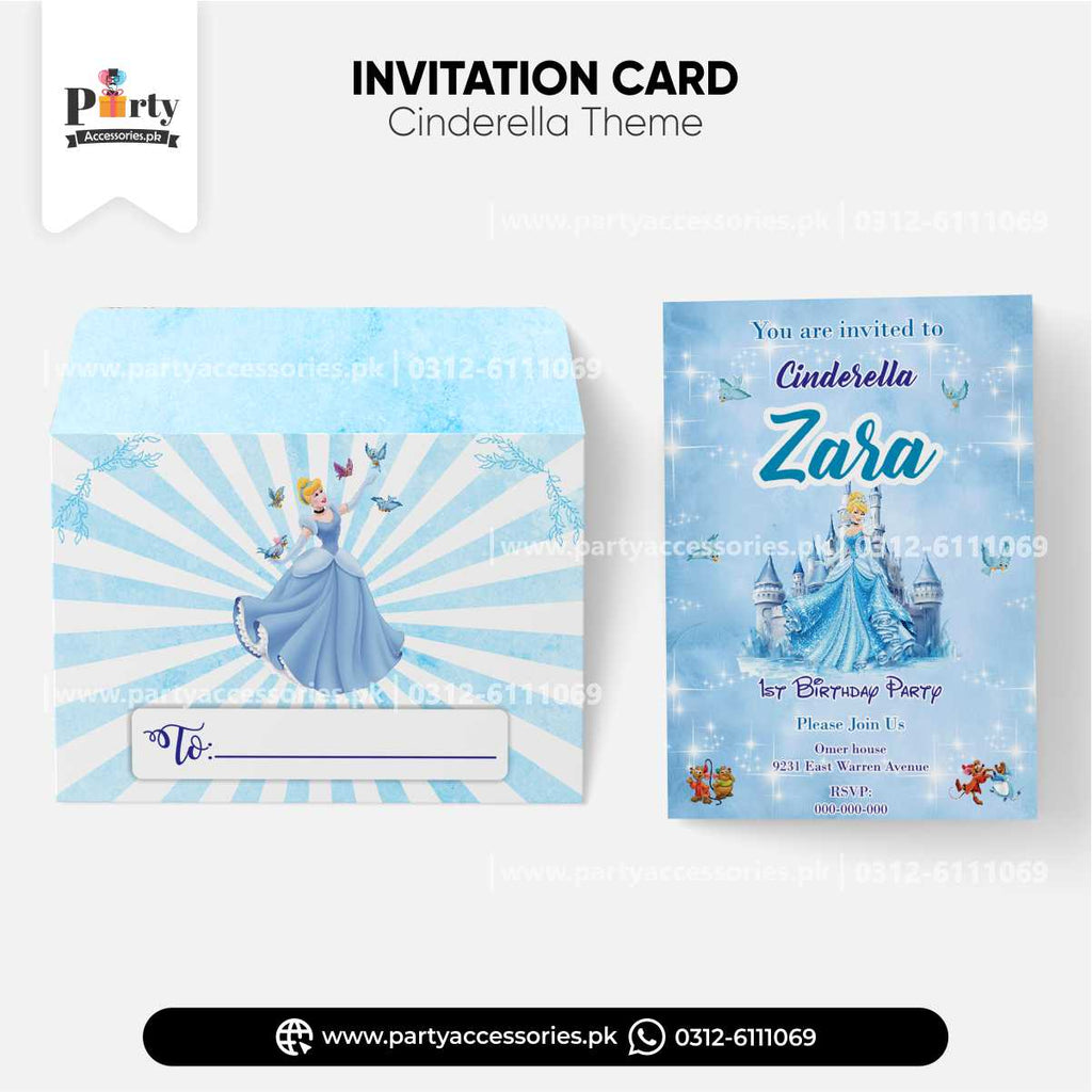 Cinderella Theme Customized Invitation Cards Birthday Party Invitations