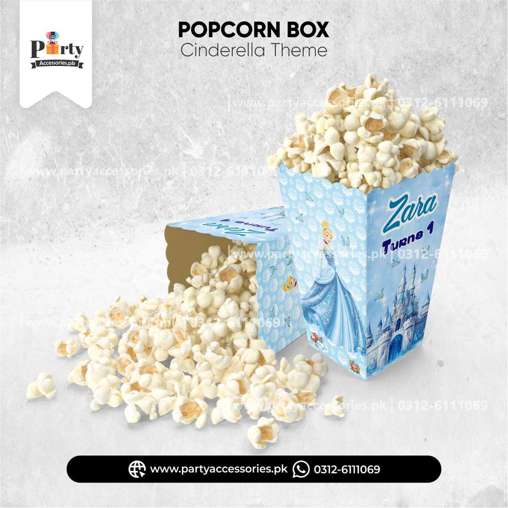 Cinderella Theme Customized Popcorn Boxes Custom Party Snack Containers