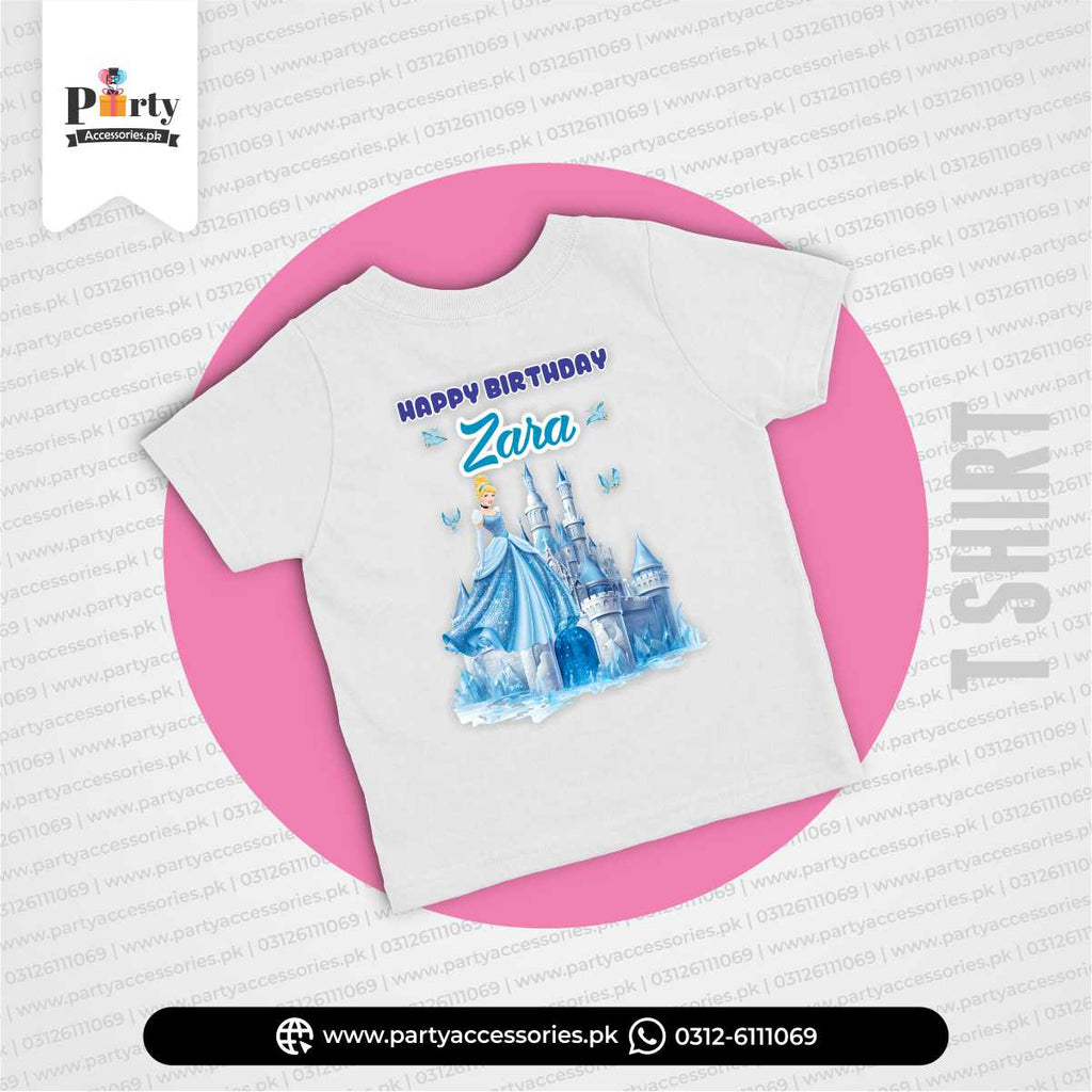 Cinderella Theme Customized T-shirt for Kid's Birthday Party Celebration
