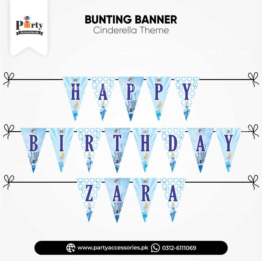 Cinderella Theme Customized V-Shaped Bunting Banner for Birthday Party Wall Decoration