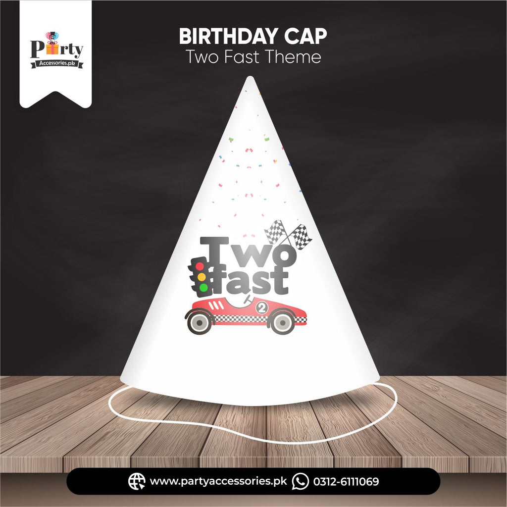 two fast theme birthday caps