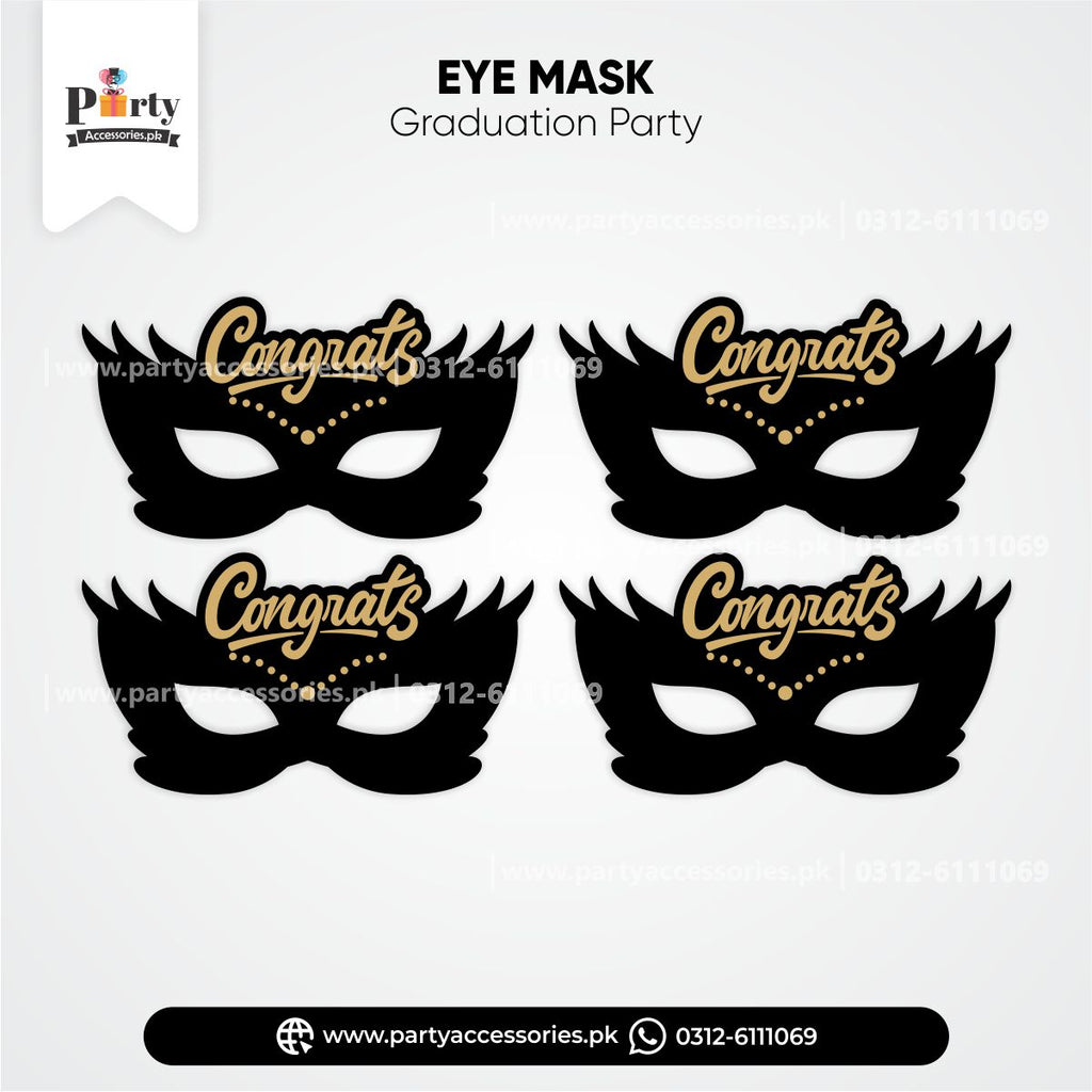 Graduation theme party eye face masks | Pack of 6 pcs