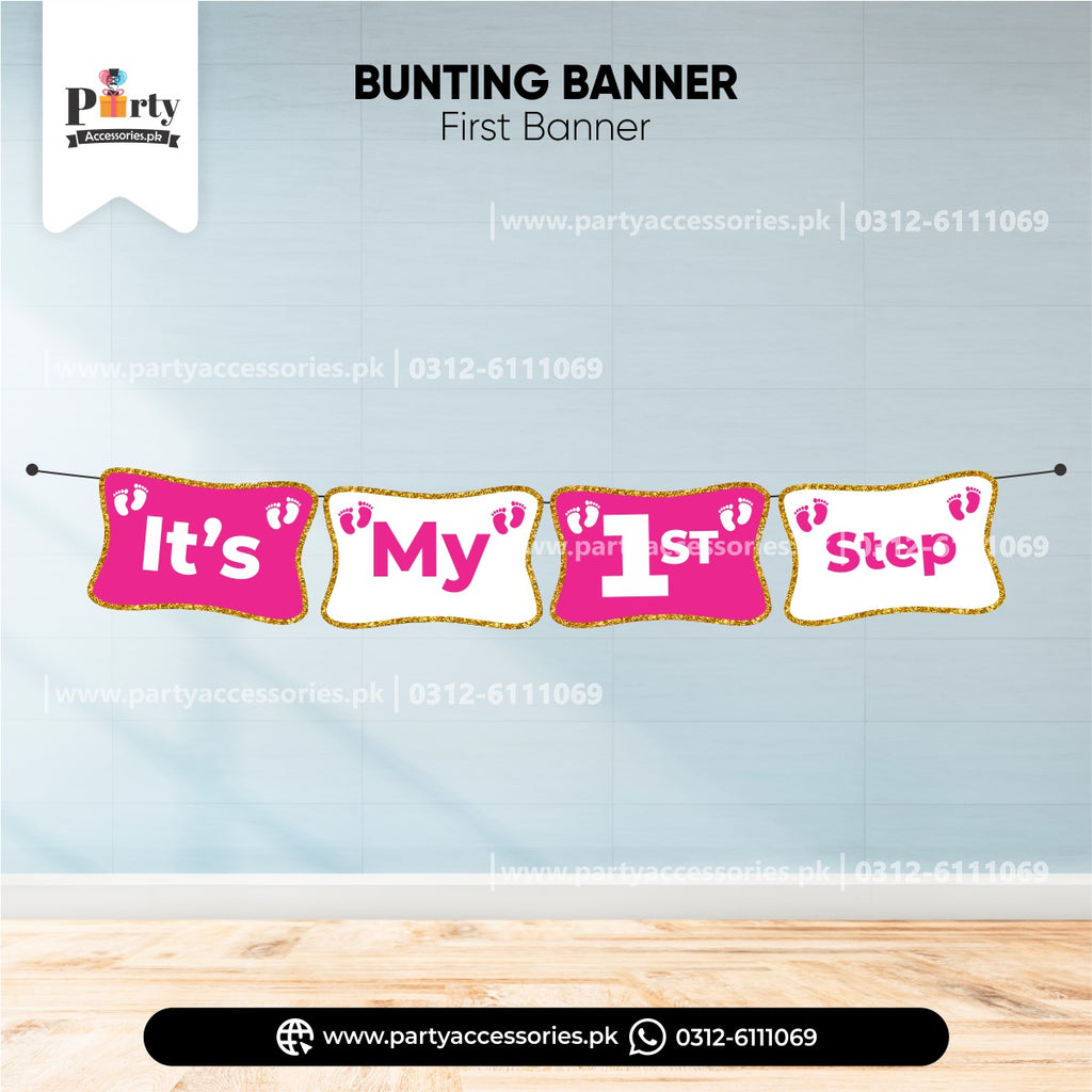 its my first step pink banner