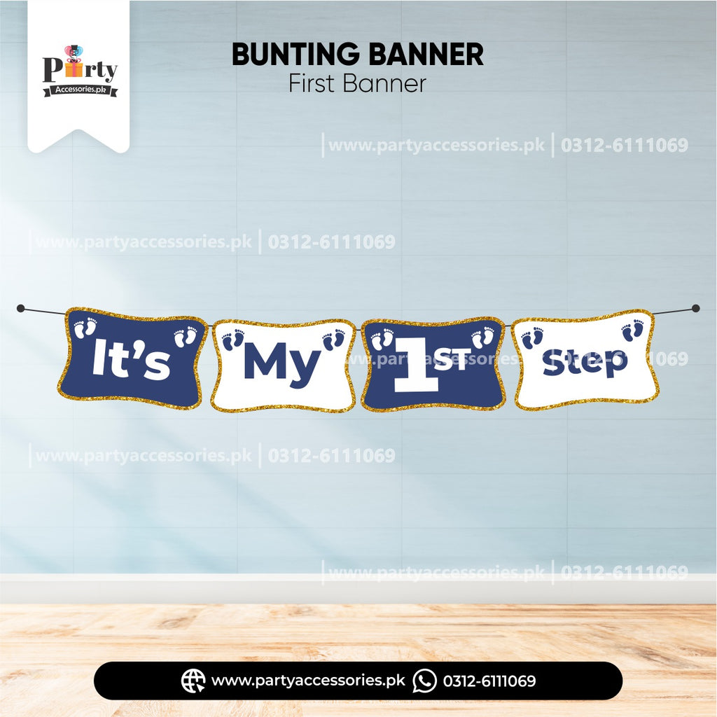 its my half birthday bunting banner in blue