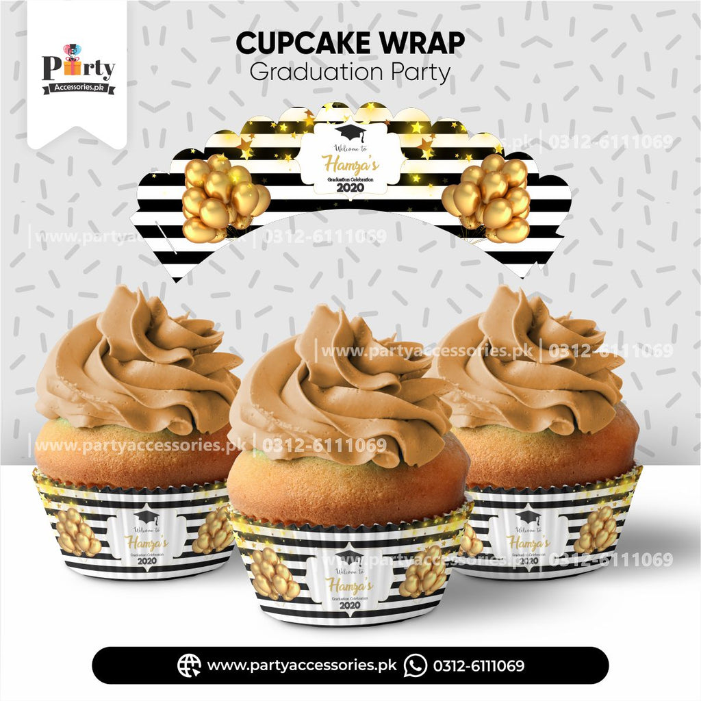Graduation party theme customized Cupcake wraps (8 pcs)
