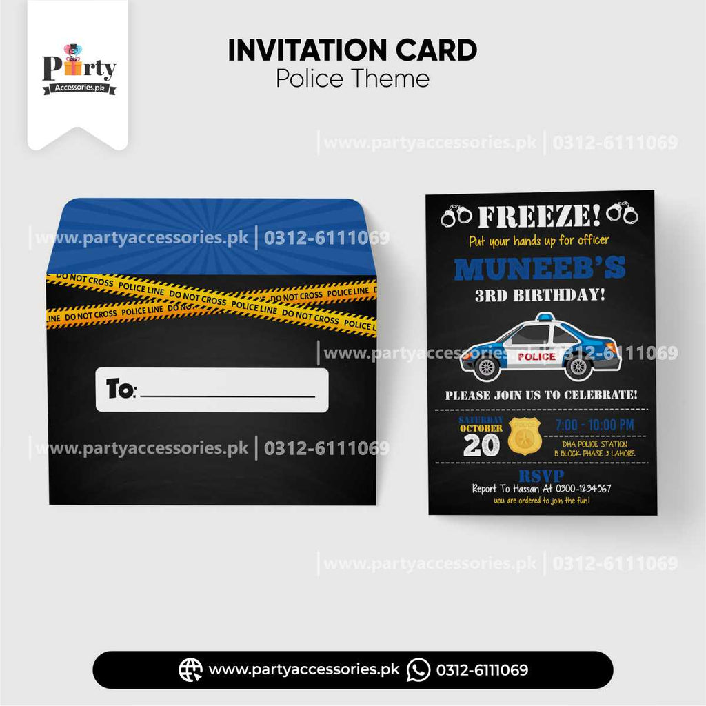 invitation cards in policeman theme