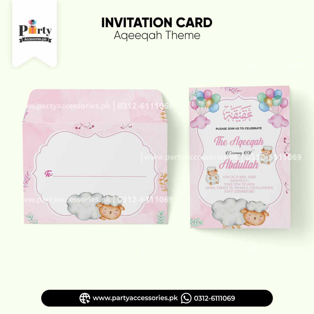 GIRL AQEEQAH CELEBRATIONS PARTY CUSTOMIZED INVITATION CARDS 
