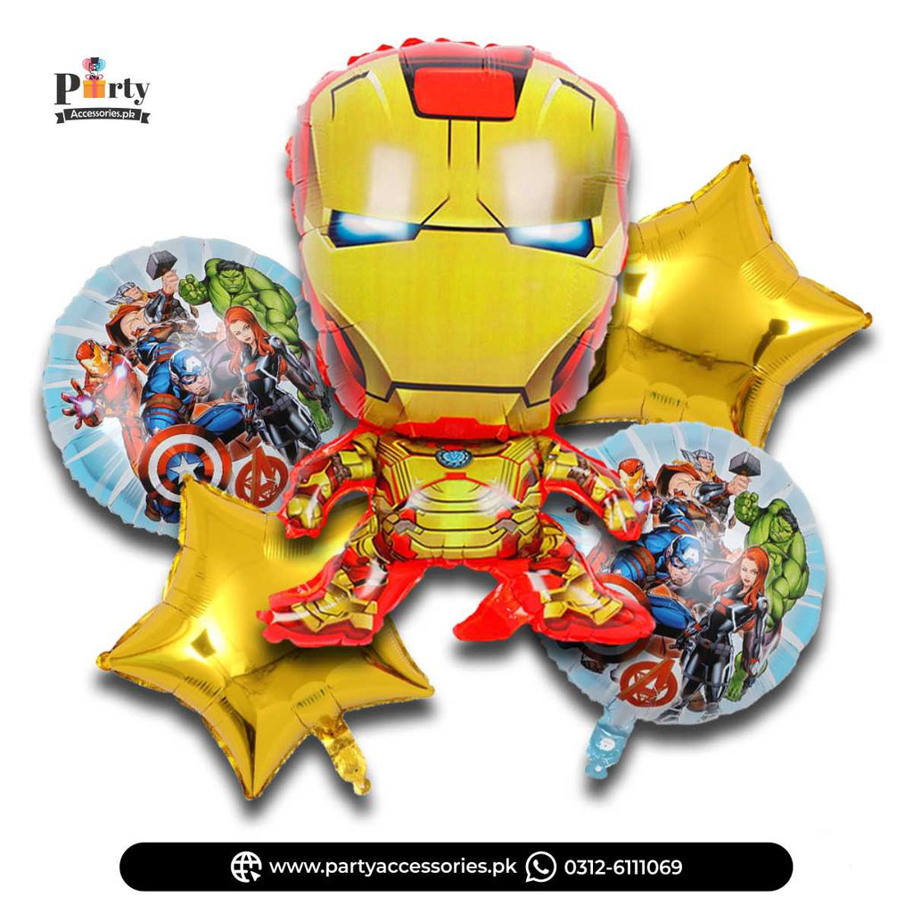 Iron Man Shape Birthday Party Decoration Exclusive Foil Balloons Set of 5 pcs