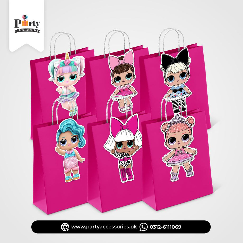 LOL Dolls Theme Birthday Cutout Goody Bags | Premium Party Favors 6 pcs Pack