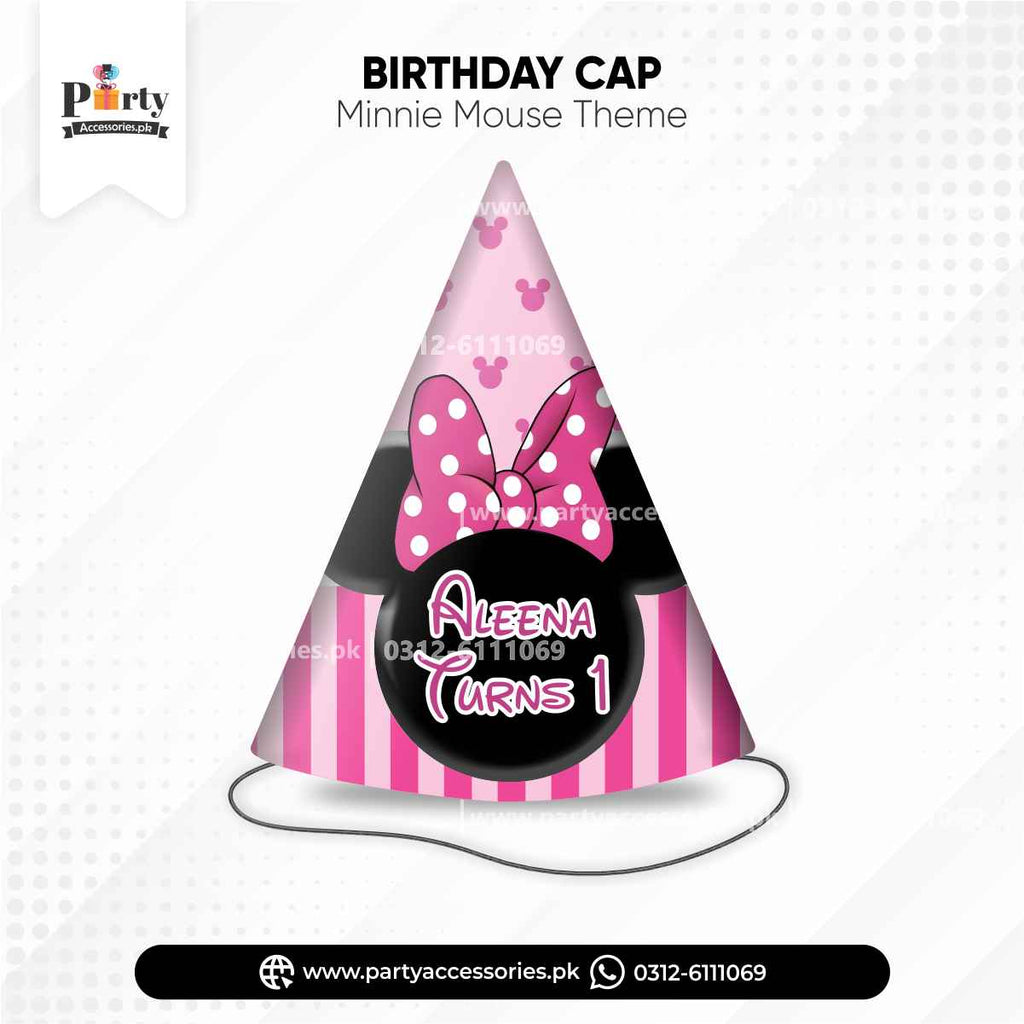 Minnie Mouse Theme Customized Cone Caps for Birthday Party Celebration
