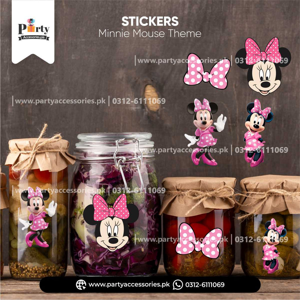 Minnie Mouse Theme Cutout Stickers for Party Decoration | Pack of 12