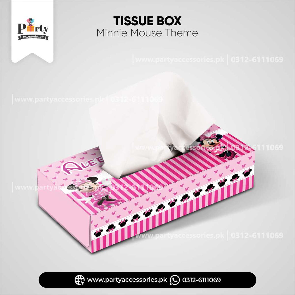 Minnie Mouse Theme Customized Tissue Box Cover for Birthday Table Decor