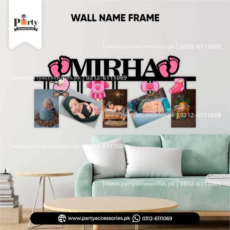 Welcome baby celebration ideas customized wall frame in pink color for girl