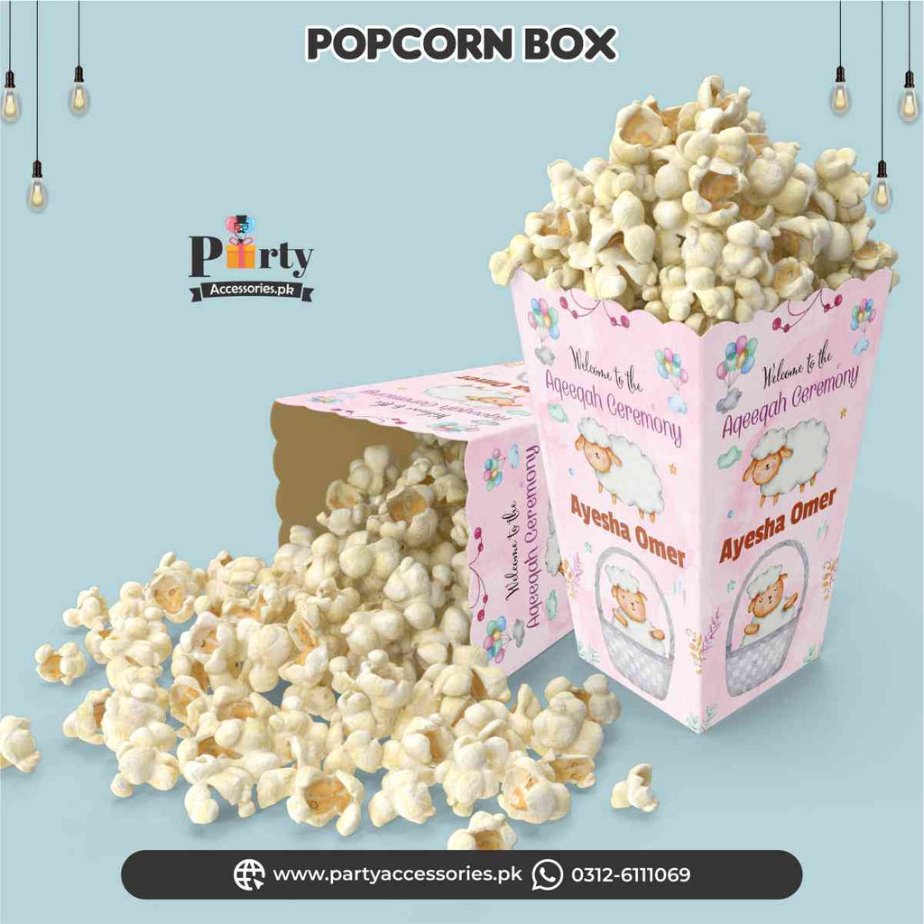 Aqeeqa celebration | Customized Popcorn holders for girl Aqiqah