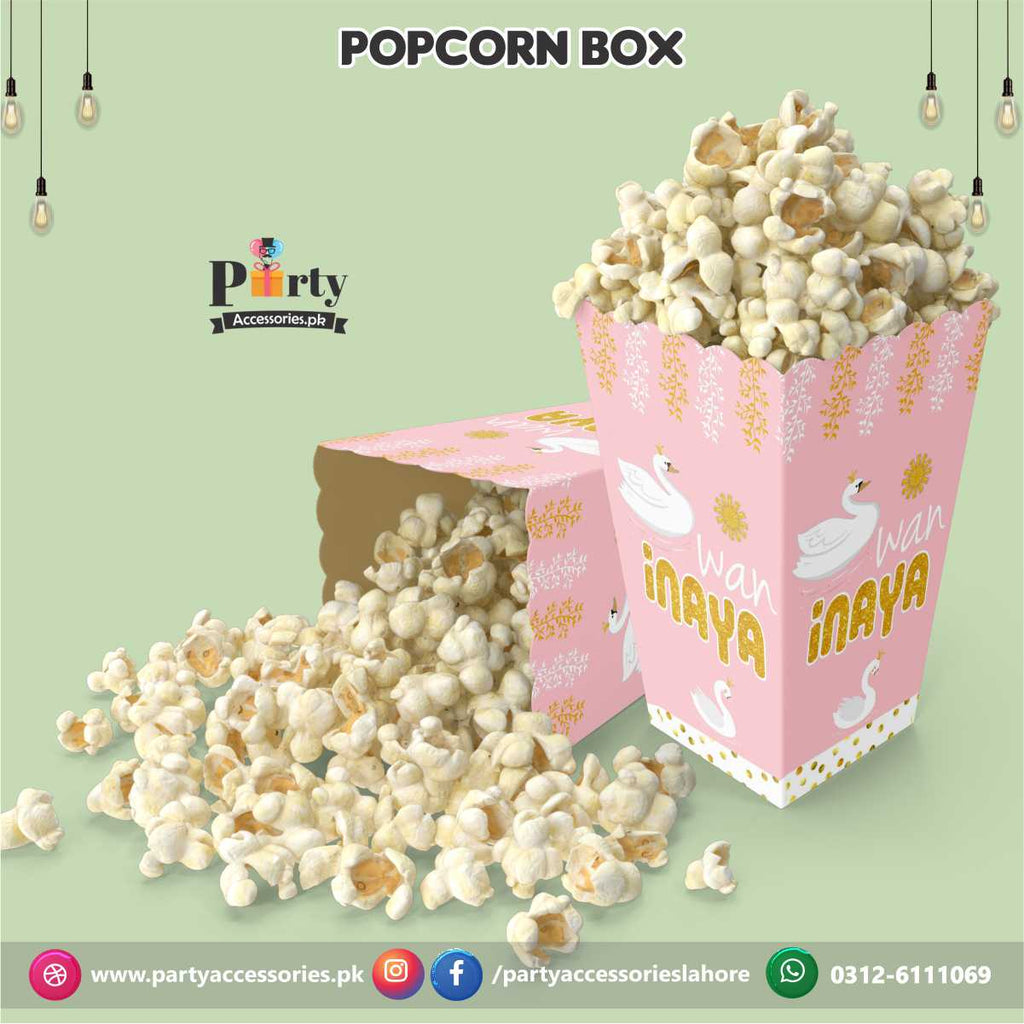 Swan theme Birthday Party theme Customized Popcorn boxes