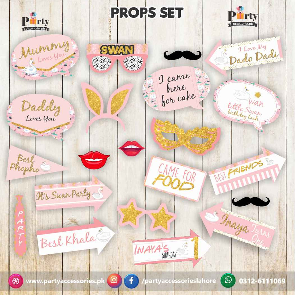 Photo props set for Swan Theme Birthday party