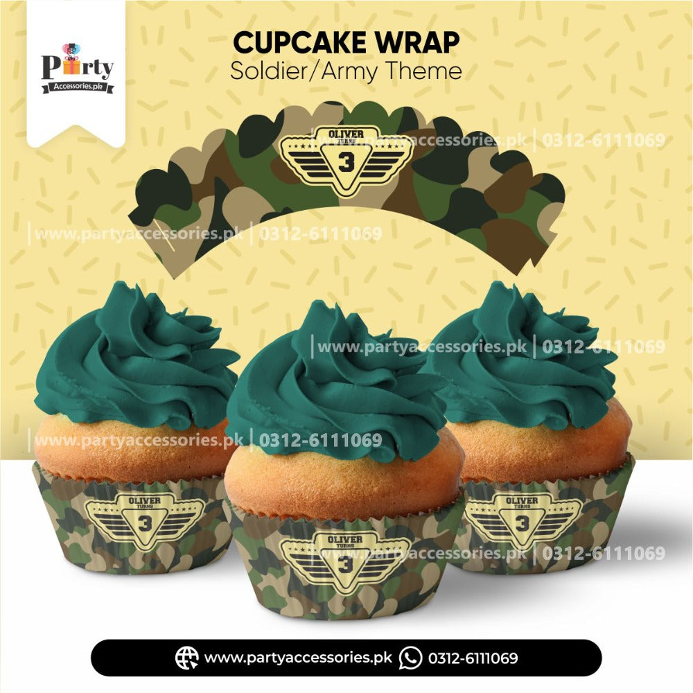 army soldiers theme cupcake wraps