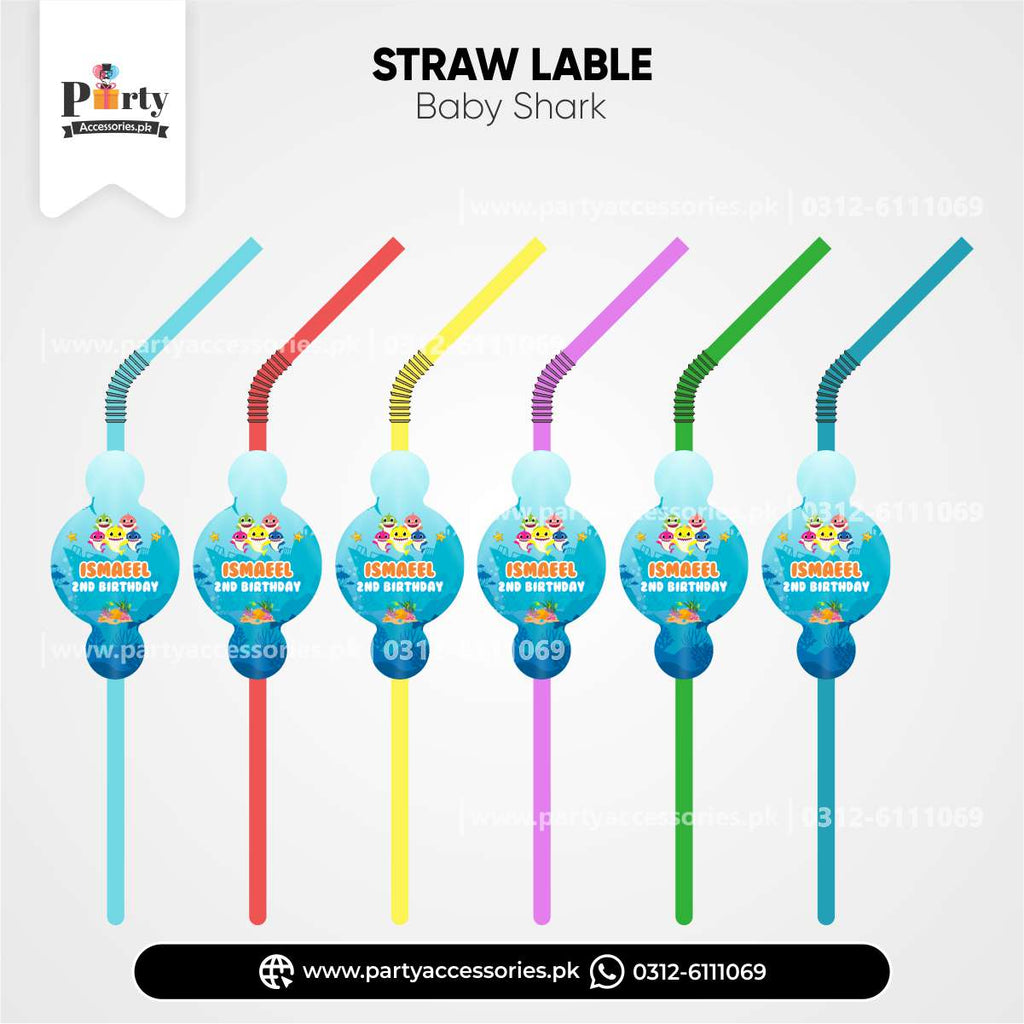 Baby shark theme customized straw with labels