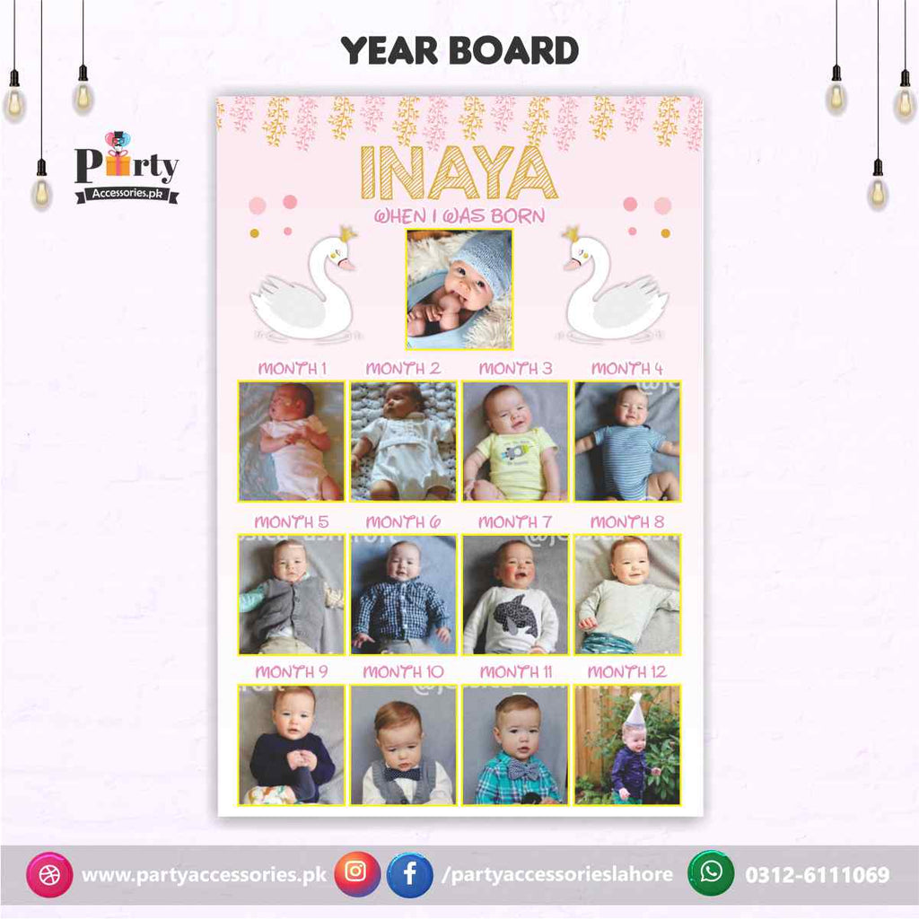Swan theme party Year Picture board
