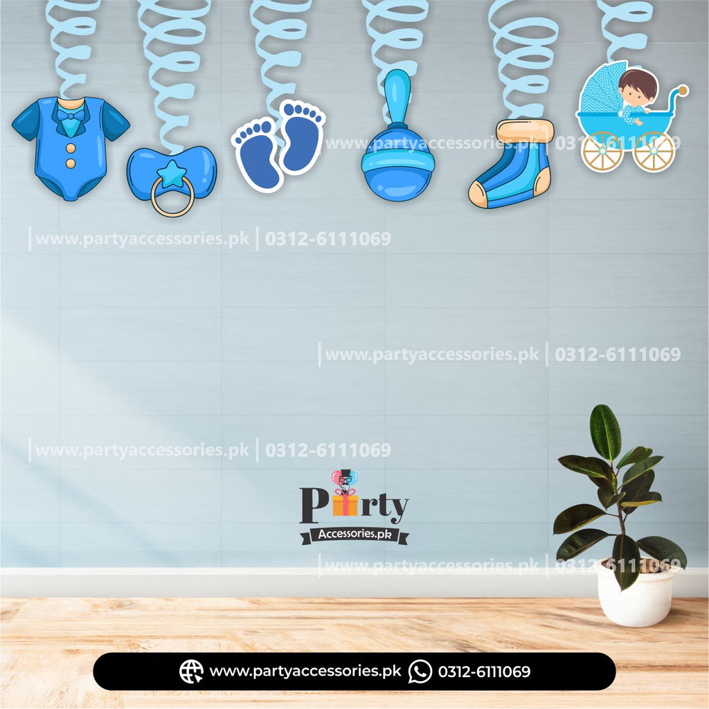 Welcome baby Decoration ideas |  Spiral Hanging swirls for baby Boy