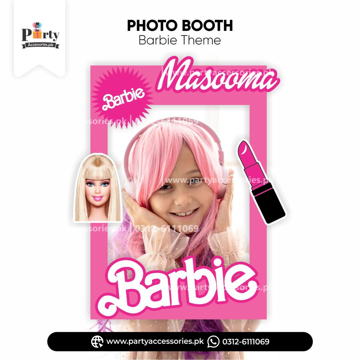 Barbie doll theme decoration Customized Photo Booth selfie frame