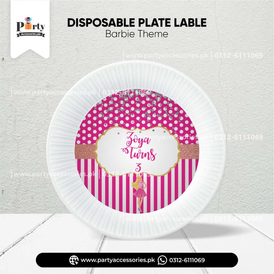 Barbie doll theme table decorations disposable plates – PartyAccessories.pk