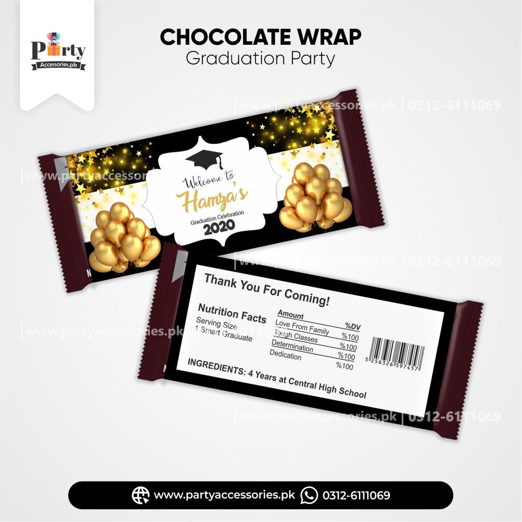 Graduation party decoration Customized chocolate wraps (6 pcs)