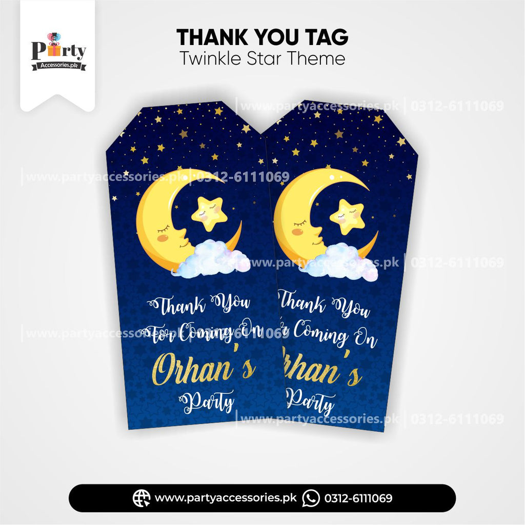 customized twinkle star tags for boy birthday party