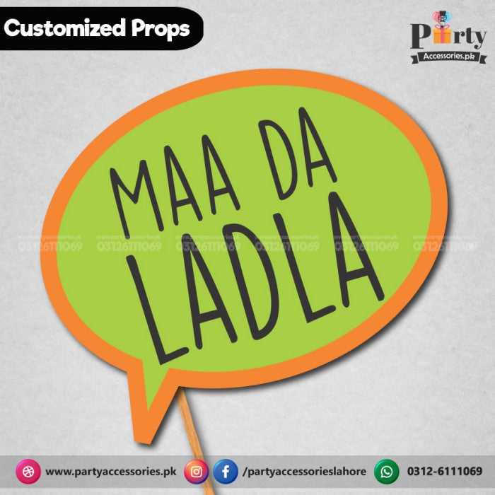 Customized funny WEDDING party photo prop MAA DA LADLA