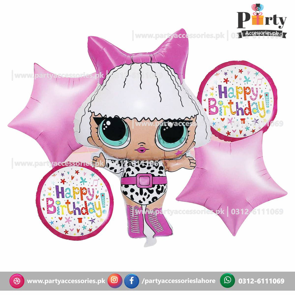 LOL doll theme birthday decoration foil balloons set