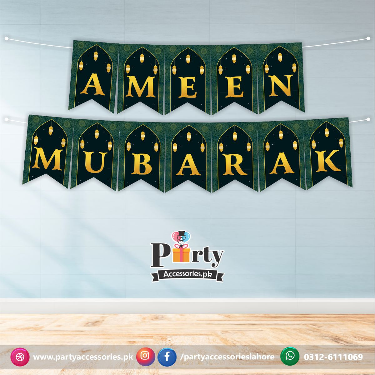 Customized Umrah Mubarak Wall Decoration poster on Panaflex in elegant –