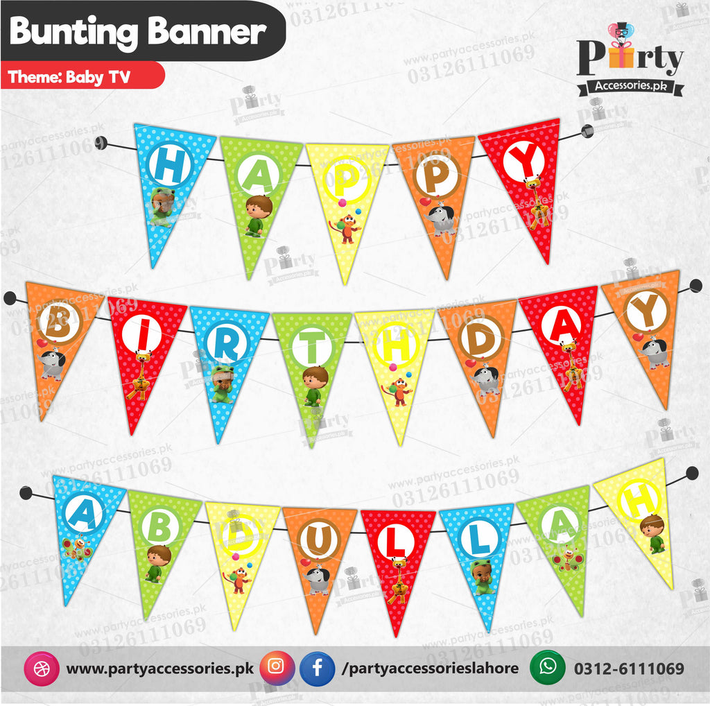 Customized BABY TV theme Birthday Bunting Banner