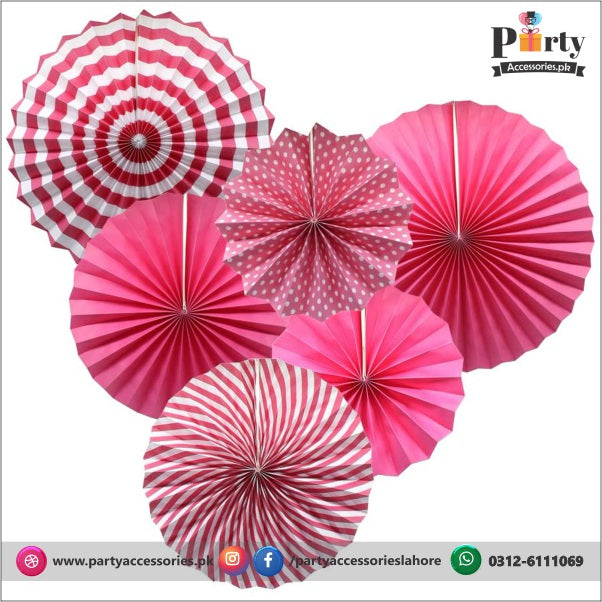 Pink Color backdrop Paper Fan Party decoration set