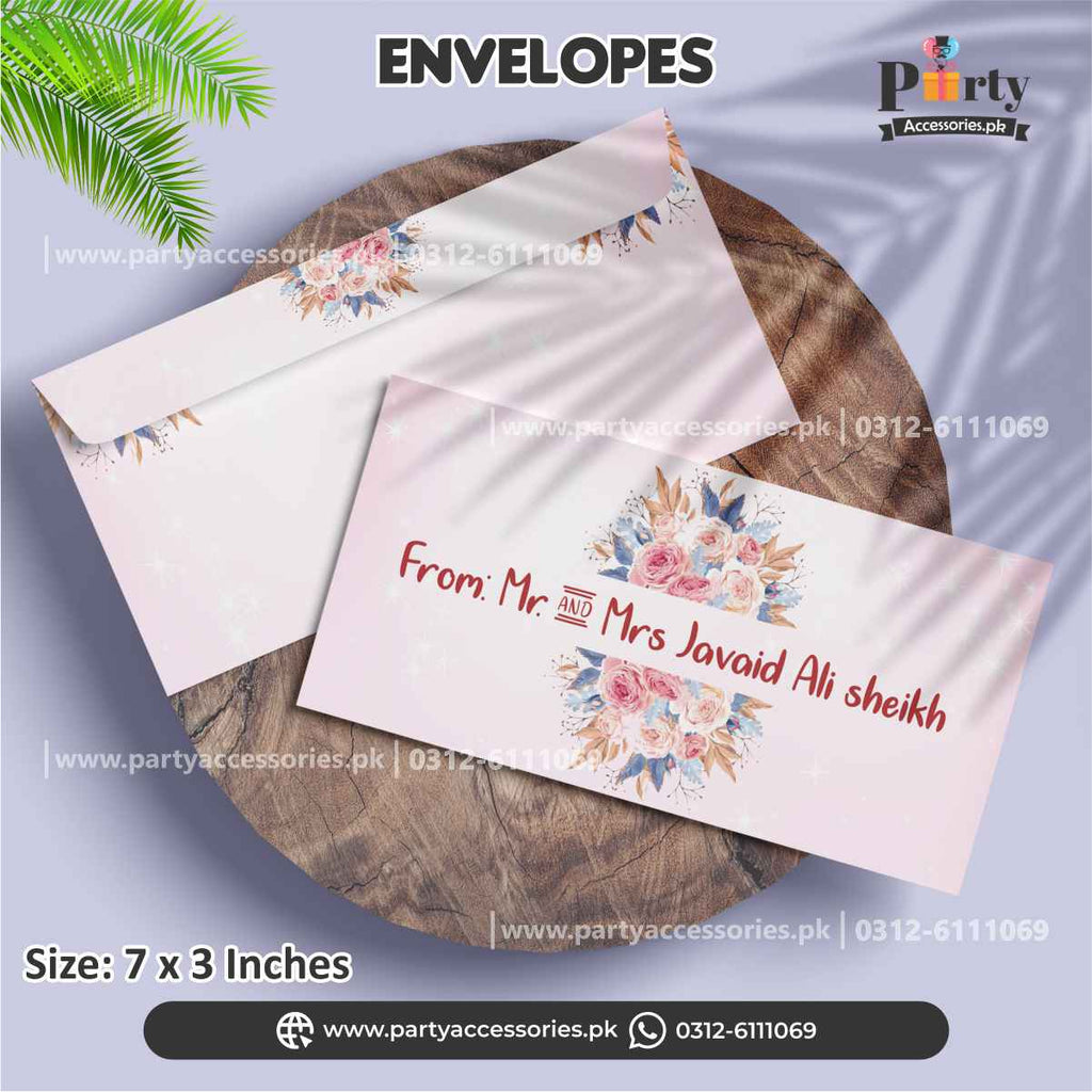 Money Envelopes Customized with name pastel floral (Pack of 12)