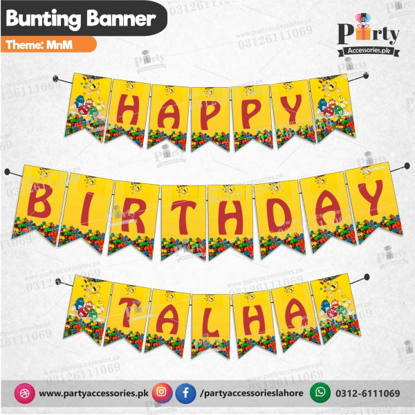 Customized M&M theme Birthday Bunting Banner for Birthday