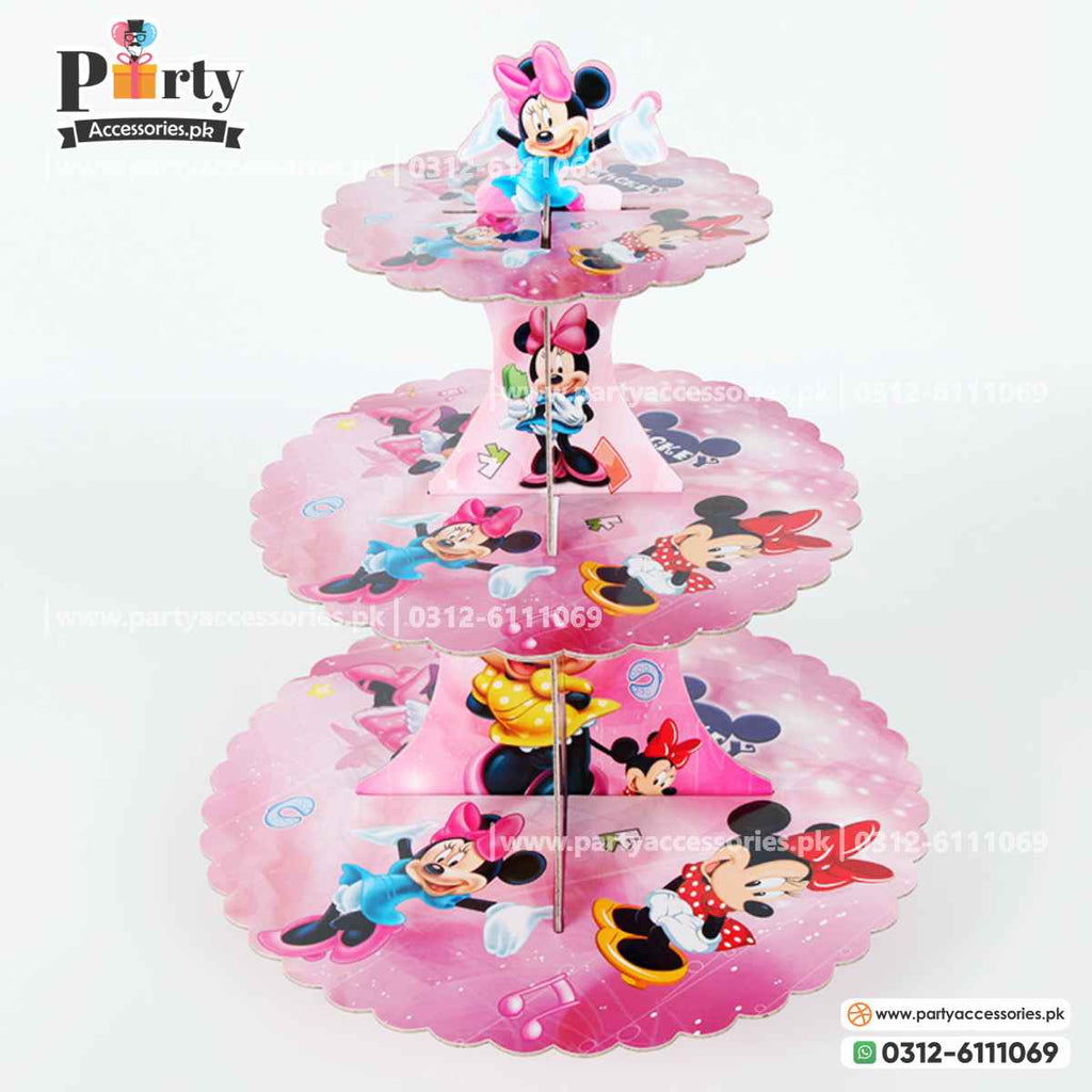 Minnie Mouse theme birthday Table decoration 3 tier cupcake stand