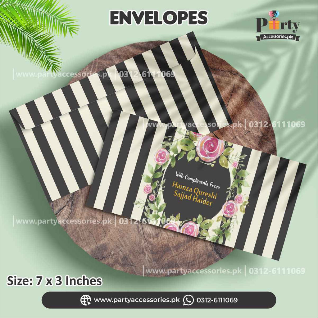 money envelopes black and white stripes