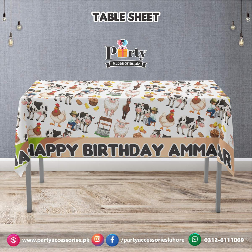 Customized Farm Animals Theme Birthday table top sheet