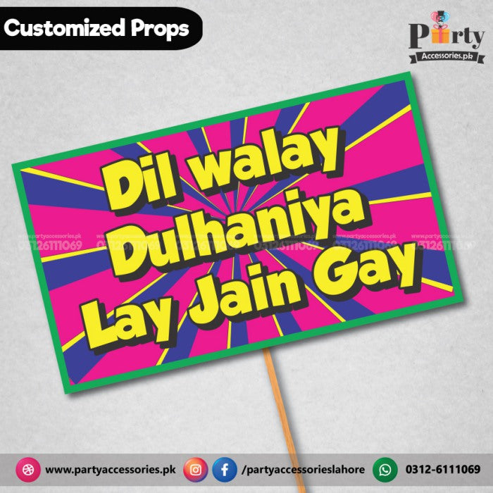 Customized Funny party photo prop Bollywood dil walay