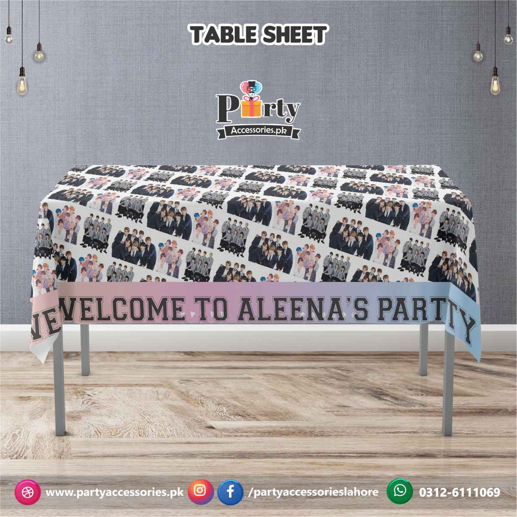 bts theme birthday party table top cover sheet