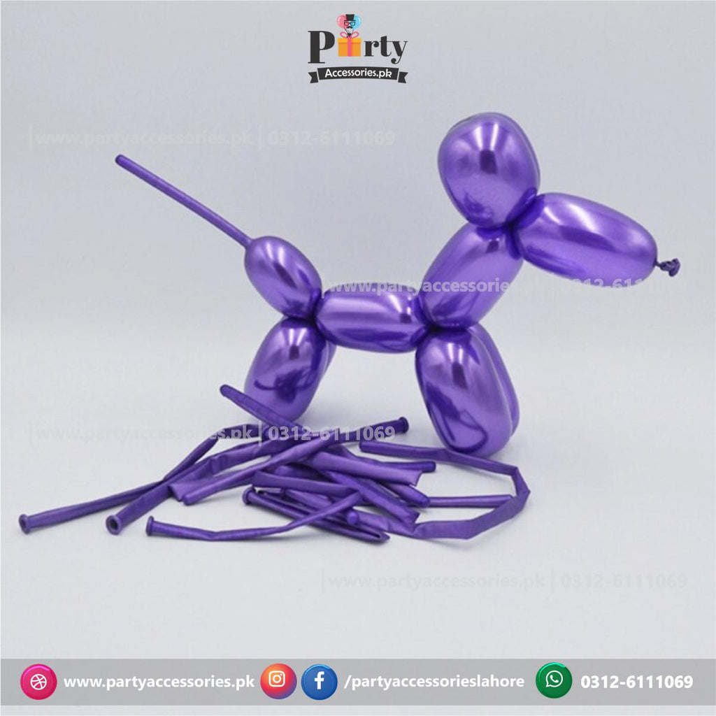 long tube shape chrome balloons extensions in Purple