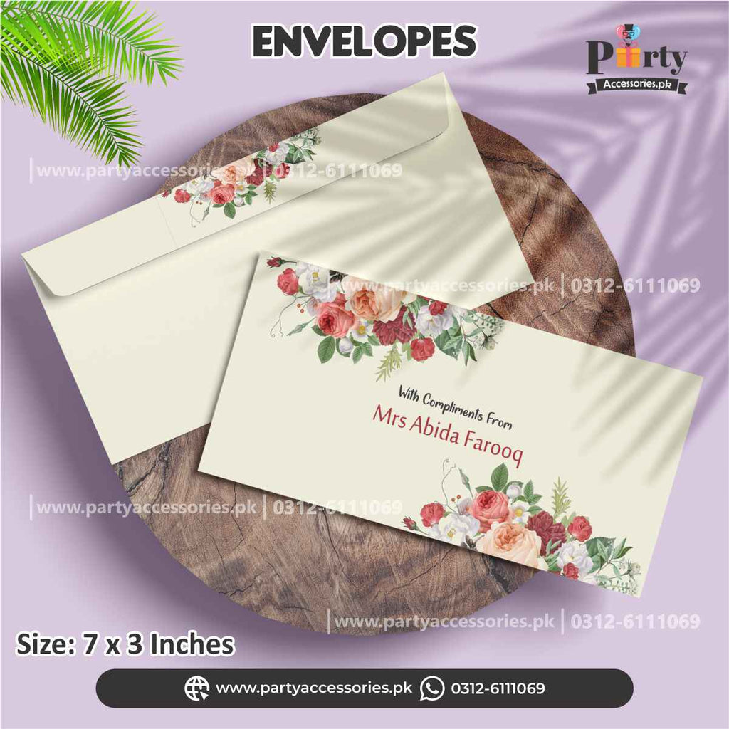 money envelopes in white color floral design